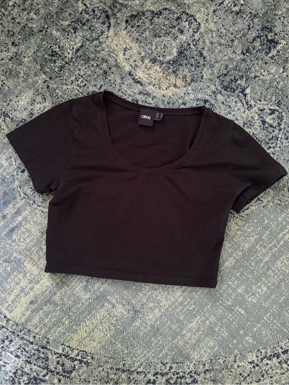 ASOS - Women’s (Sz 6) Black Crop Top with Baby Short Sleeves